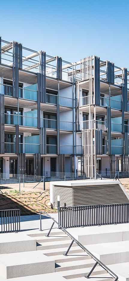 Hausdorf Architekten Ziviltechniker GmbH Ebergassasing Niederösterreich Wohnbebauung 204 Wohnungen Fassade