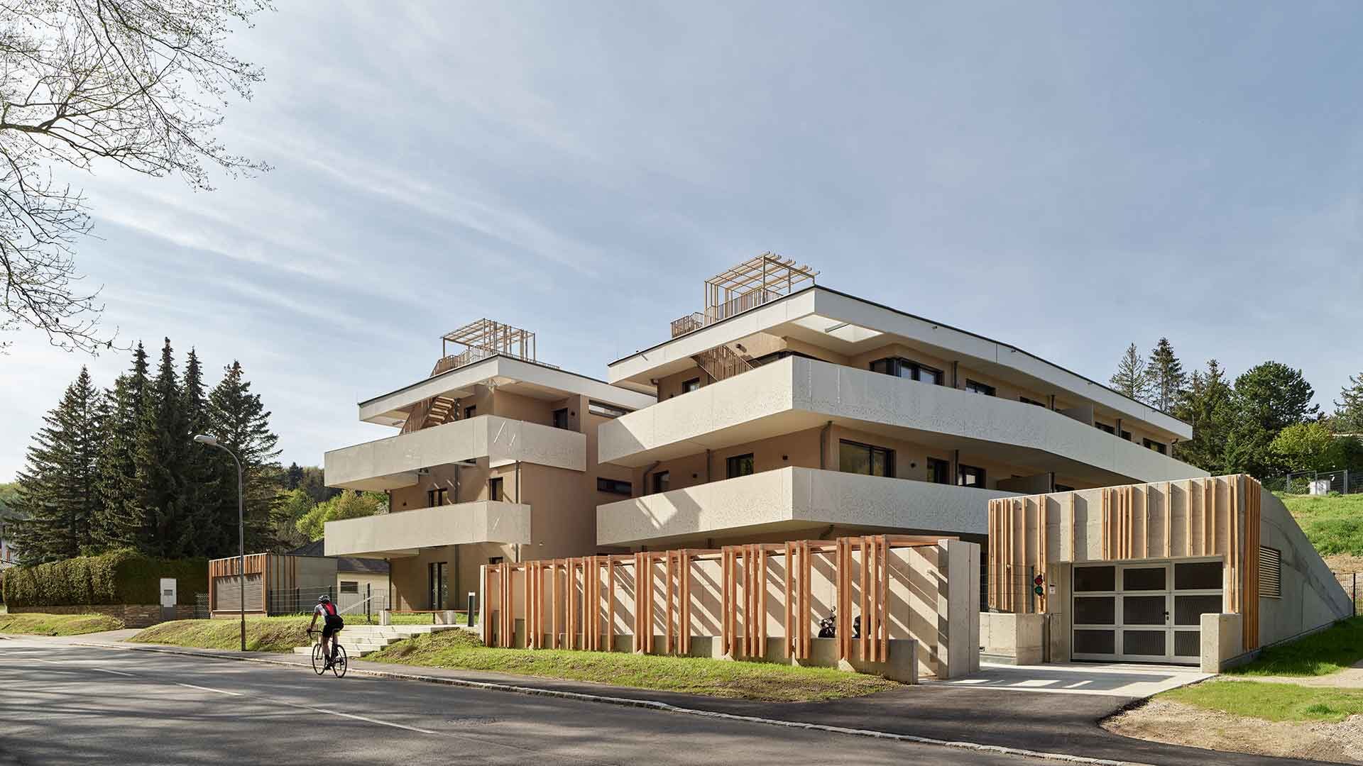 Hausdorf Architekten Ziviltechniker GmbH Wohnbau in Hauptstrasse 188 Kaltenleutgeben Niederösterreich Strassenansicht Lochblech